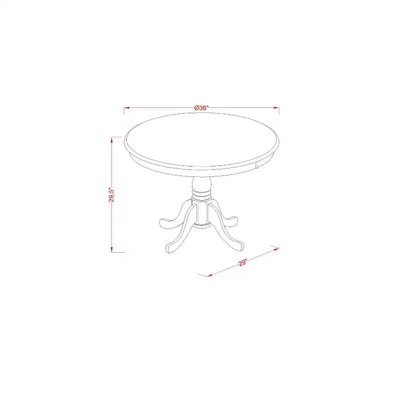 Ensemble de table de cuisine 3 pièces, table ronde et chaises en bois, fini merisier noir
