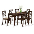 Dining Table and Chair Set - Eclectic Elegance Solid Wood Cappuccino Finish - Kitchen Table Set for 6