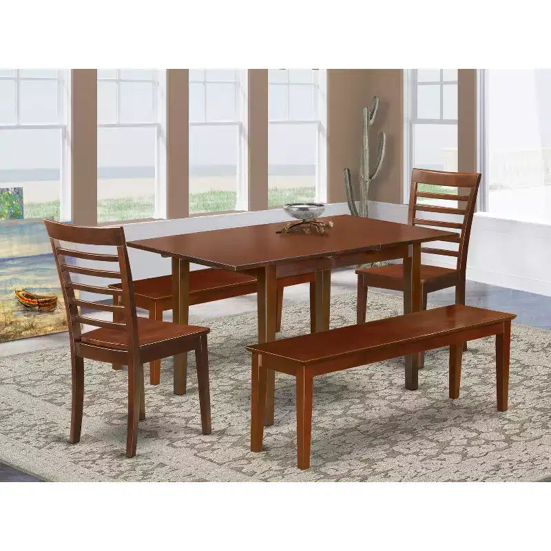 Ensemble de salle à manger rétro - Table à manger en bois avec chaises, 42-54L x 32W - Ensemble de table de style Renaissance