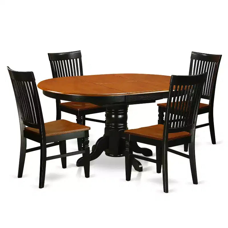 Ensemble de salle à manger Tuscan 5 pièces - Table ovale et 4 chaises - Fini cerisier noir - Ensemble de table de cuisine