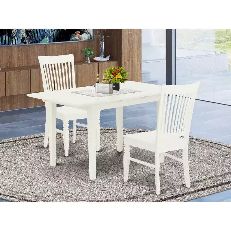 Ensemble de salle à manger moderne 3 pièces avec 2 chaises - Table et chaises de cuisine blanc lin
