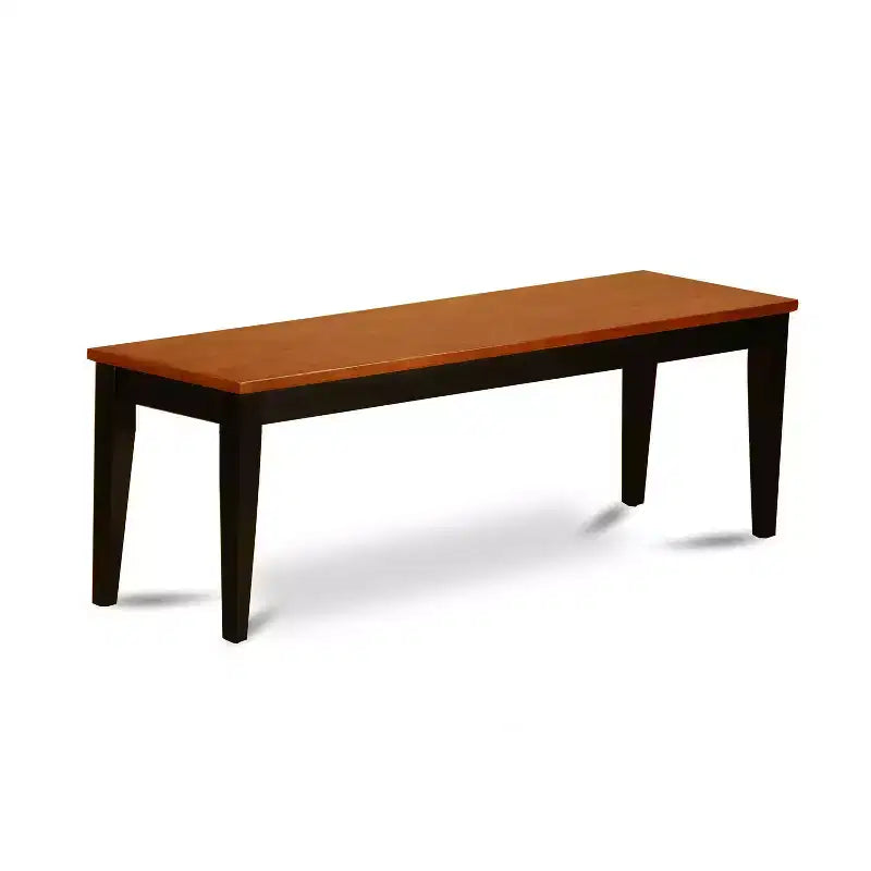 HomeStock Table de salle à manger 6 pièces rectangulaire en bois massif noir et merisier avec 1 banc et 4 chaises