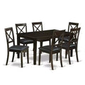 Modern Dining Set 7 Piece - Rectangle Table & 6 Chairs - Cappuccino Finish - HomeStock
