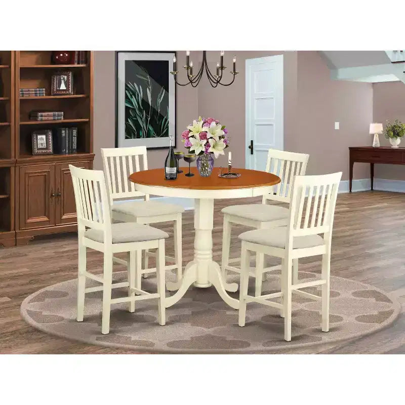 Ensemble de salle à manger glamour à hauteur de comptoir - Table de cuisine moderne et 5 chaises