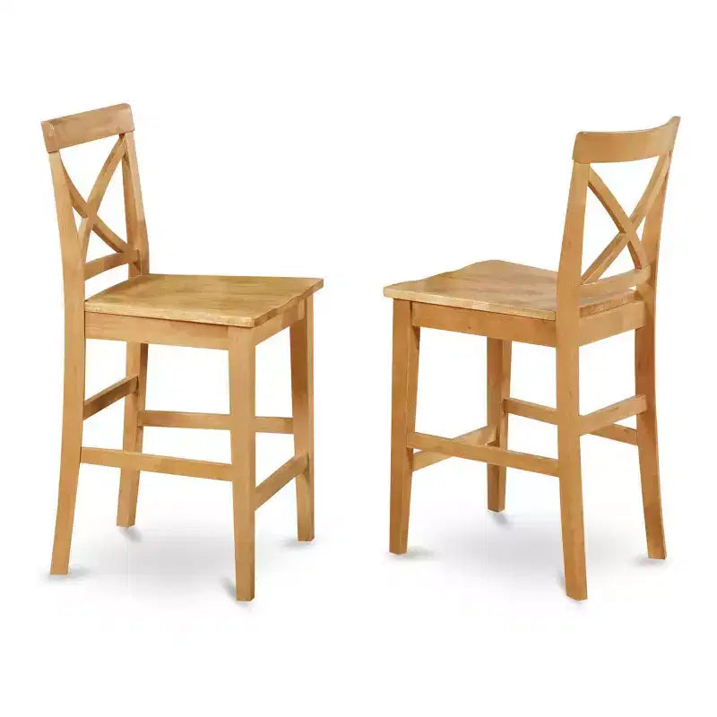 Ensemble de salle à manger hauteur comptoir – Table de pub et tabourets – Design moderne – Bois asiatique – Fini brun