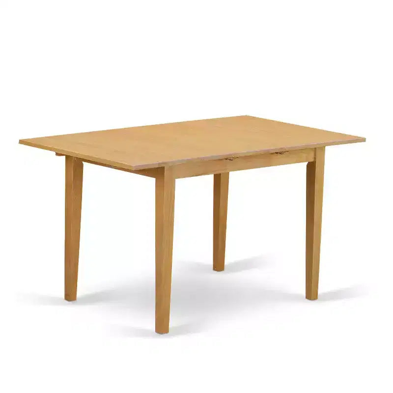 Ensemble de salle à manger rectangulaire 5 pièces, table et 4 chaises - similicuir Oasis, pieds en chêne, rallonge incluse
