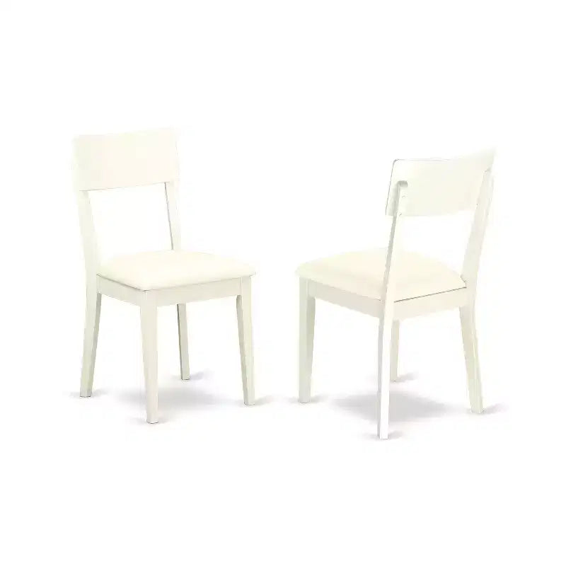 Ensemble de salle à manger du milieu du siècle - Table et chaises 3 pièces - Finition blanc lin - Table à manger ronde