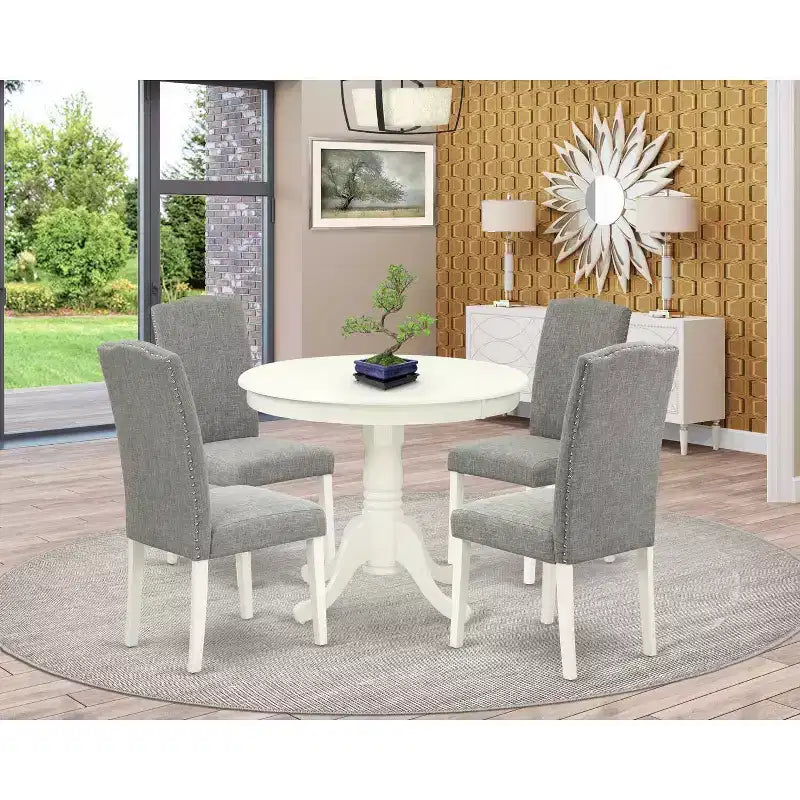 Ensemble de salle à manger style sud-ouest - Table et chaises 5 pièces - Style antique - Table ronde de 91 cm