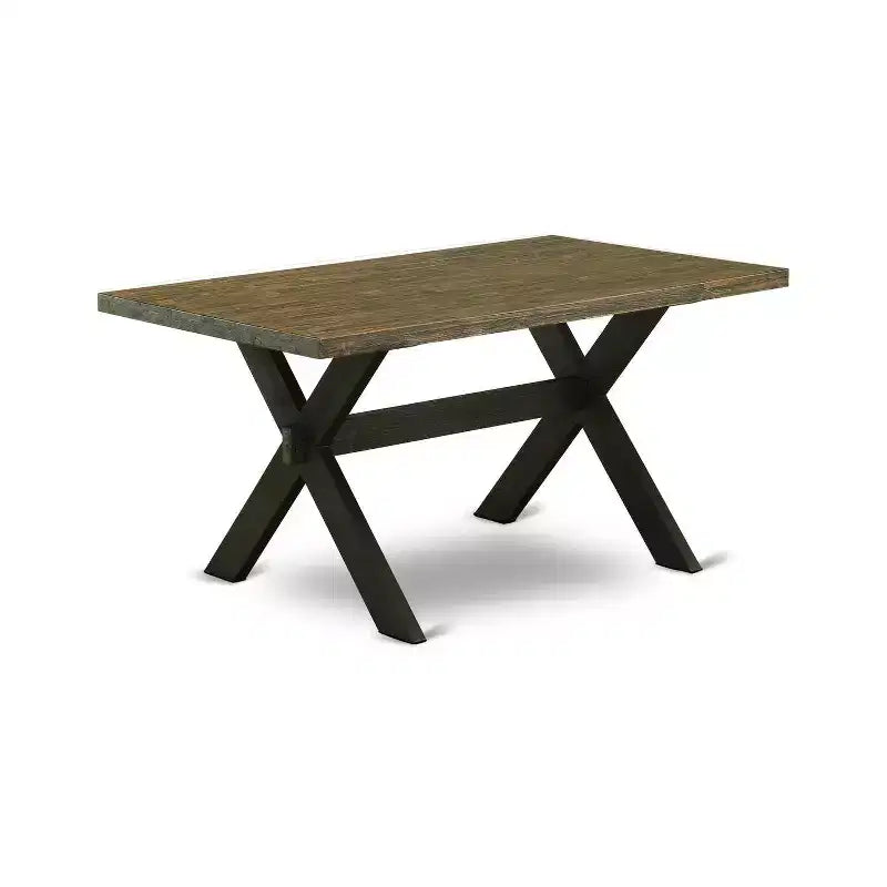 HomeStock Table à manger rectangulaire 5 pièces en bois massif finition jacobine vieillie avec 4 chaises