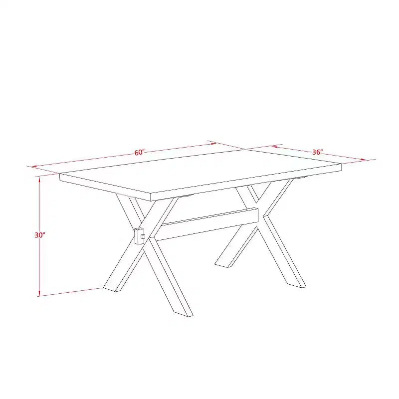 HomeStock Table à manger rectangulaire 5 pièces en bois massif finition jacobine vieillie avec 4 chaises