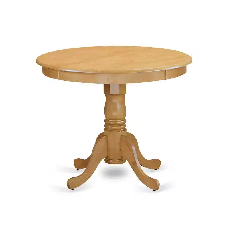 Ensemble de salle à manger rond style ferme - table 5 pièces et chaises, table 36 po, pieds en chêne, cuir PU, vert automne
