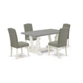 5-Piece Natural Oak Finish Solid Wood Top Dining table with 4-Chairs with