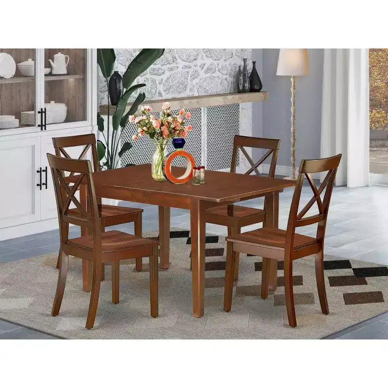 Ensemble de salle à manger Coastal 5 pièces Table rectangulaire avec rallonge et 4 chaises - 42/54 pouces