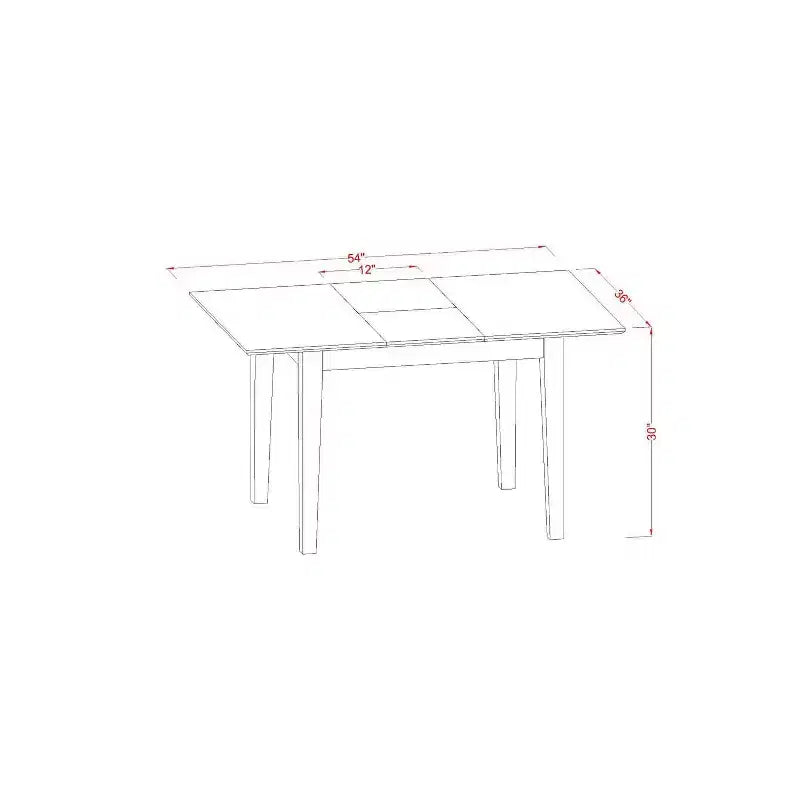 Ensemble de salle à manger Coastal 5 pièces Table rectangulaire avec rallonge et 4 chaises - 42/54 pouces