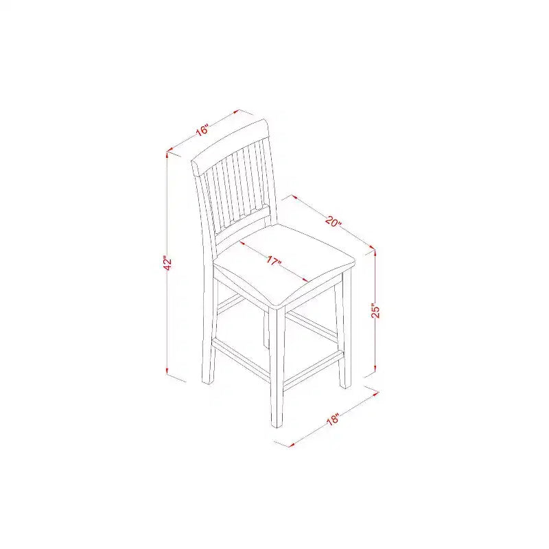 Ensemble de salle à manger haut 5 pièces - Table et 4 chaises - Fini acajou moderne