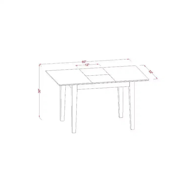 Ensemble de salle à manger 5 pièces - Table rectangulaire avec 4 chaises - Finition marron selle