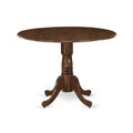 5 Piece Kitchen Dinette Set - Round Table with Dropleaf & 4 Chairs - Modern Walnut Finish