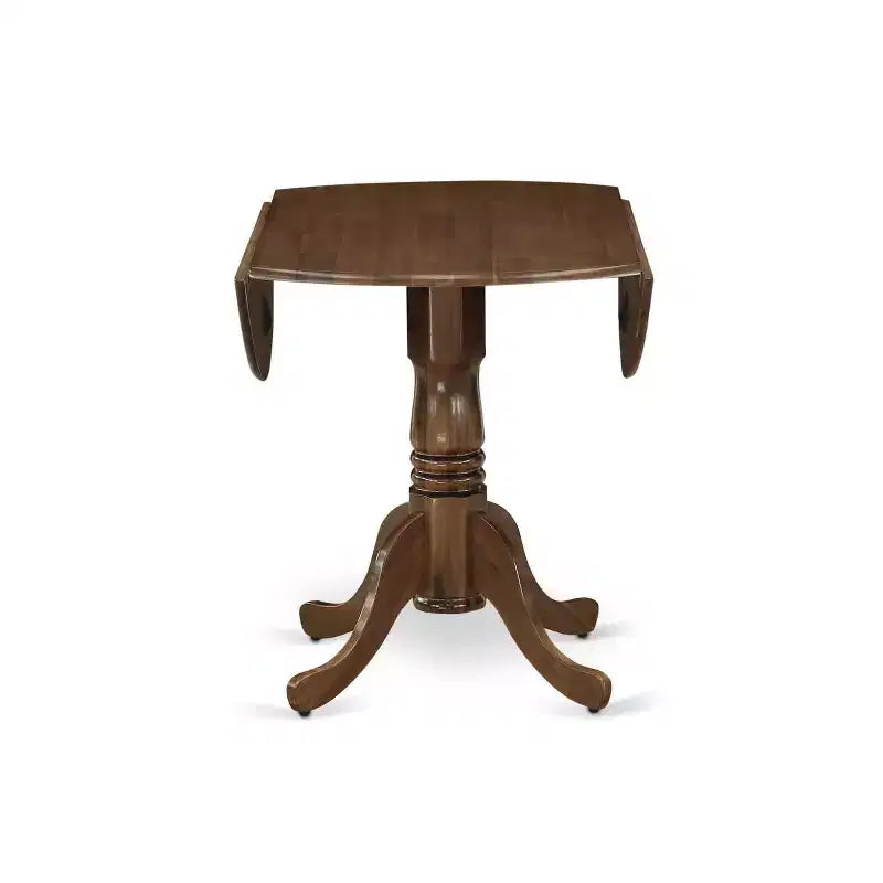 Ensemble de salle à manger 5 pièces - Table ronde avec abattants et 4 chaises - Finition noyer moderne