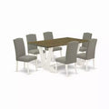 7-Piece Distressed Jacobean Finish Solid Wood Top Dining Table with 6 Chairs with