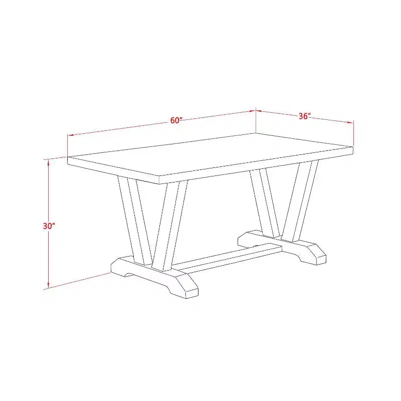 Table à manger 7 pièces en bois massif finition jacobéenne vieillie avec 6 chaises avec