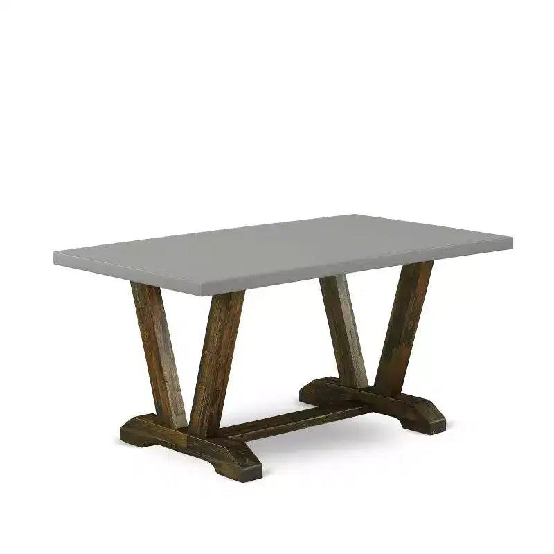 HomeStock – Table à manger en bois massif 5 pièces finition jacobine patinée avec 4 chaises