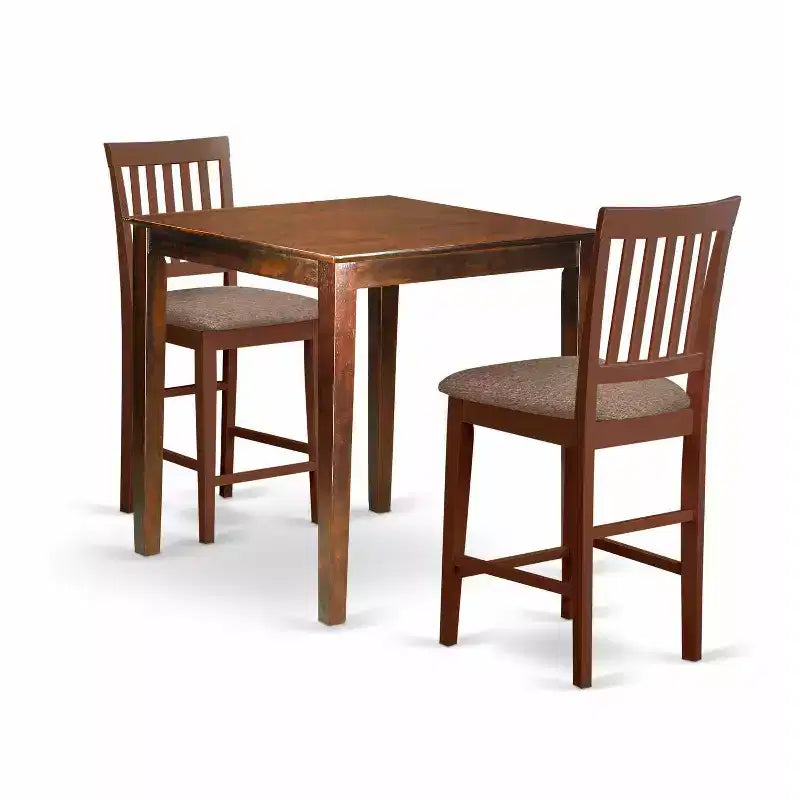 Counter Height Table Set 3pc - Modern Square Dining Table & Stools for Kitchens