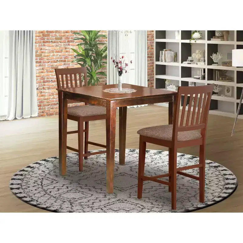 Ensemble table haute et 2 tabourets - Table à manger carrée moderne et tabourets pour cuisines
