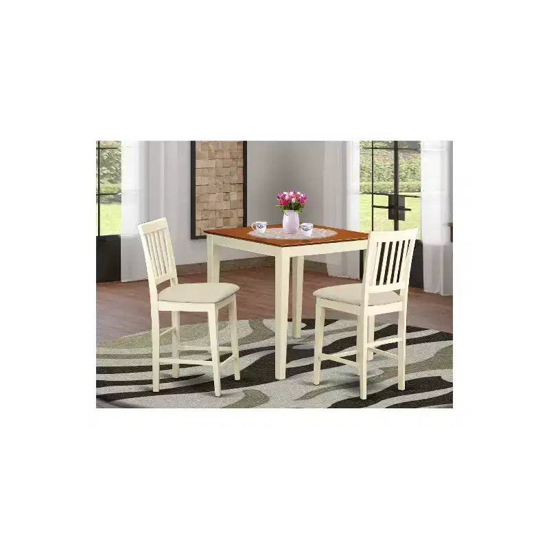 Ensemble table et tabourets de bar 3 pièces – Table à manger carrée et tabourets modernes