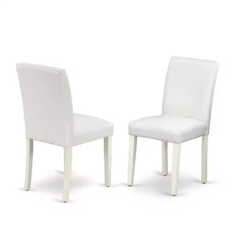 Ensemble de salle à manger 5 pièces rectangulaire 107x152 cm avec table et chaises pieds blancs lin