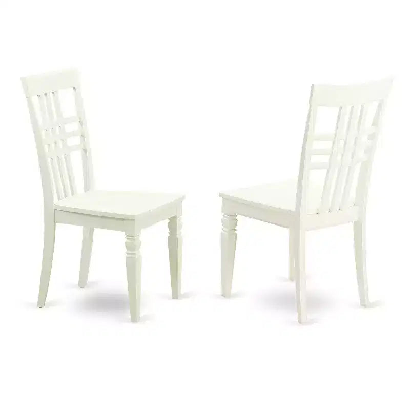Ensemble de salle à manger HomeStock 3 pièces, table carrée en bois massif au fini blanc lin et 2 chaises