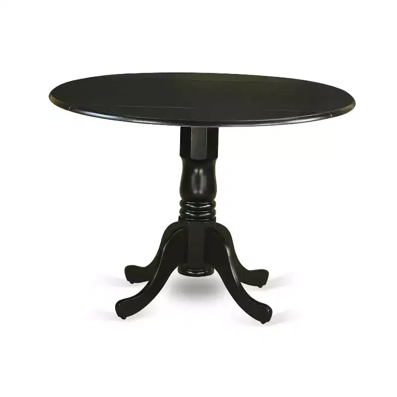 HomeStock Table à manger ronde 3 pièces avec plateau en bois massif finition noire et 2 chaises Parson avec rallonge à rabat