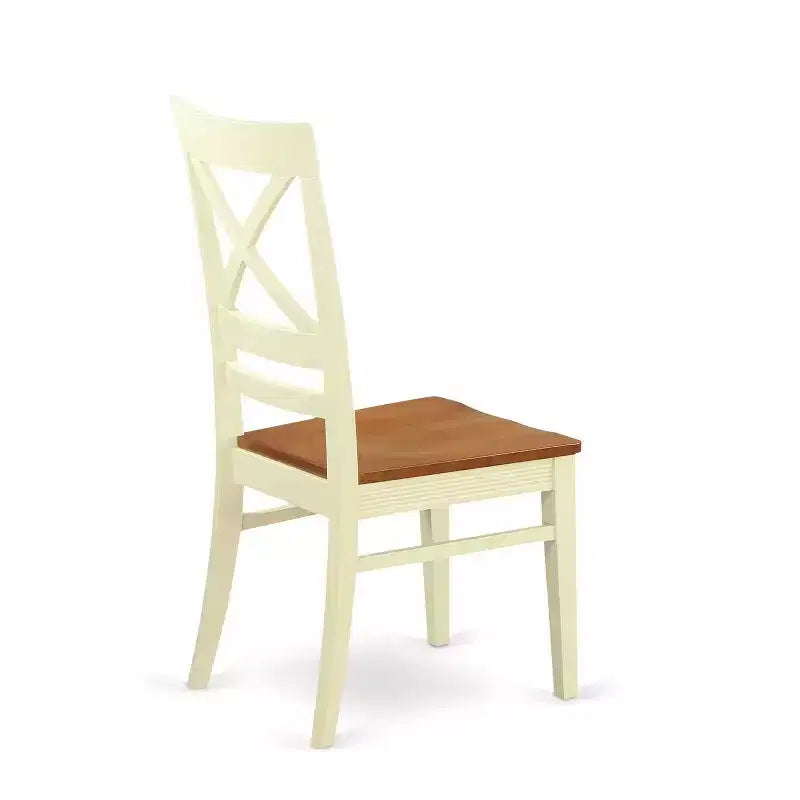 Table à manger HomeStock 5 pièces rectangulaire en bois massif, finition couleur cerise et crème, avec 4 chaises