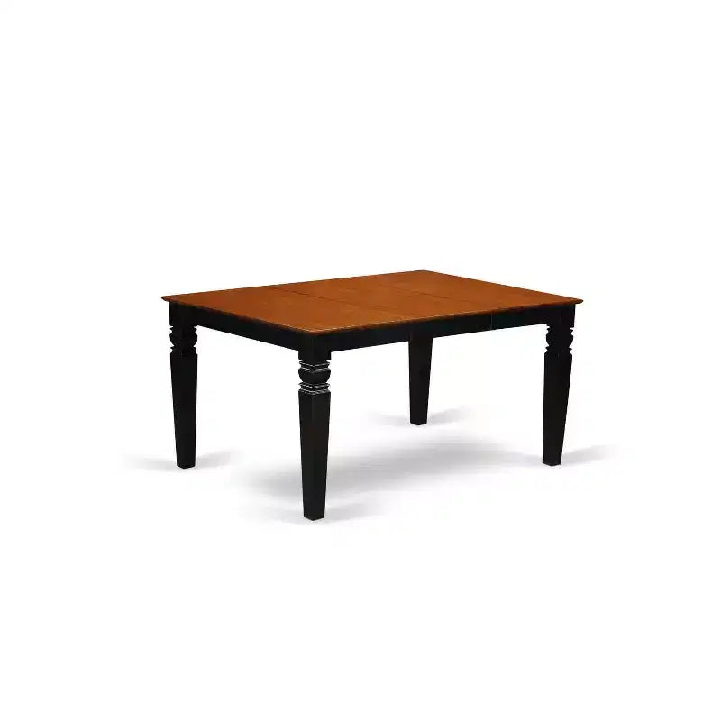 Table de salle à manger HomeStock 7 pièces avec plateau en bois massif noir et cerisier et 6 chaises