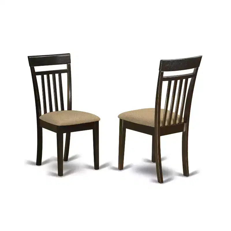 Table à manger rectangulaire 7 pièces HomeStock avec plateau en bois massif finition cappuccino et 6 chaises