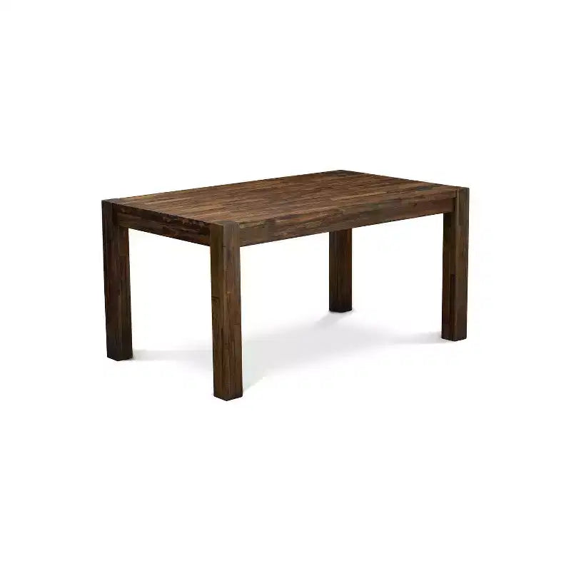 Table de salle à manger HomeStock 7 pièces rectangulaire en bois massif finition jacobéen vieilli avec 6 chaises Parson