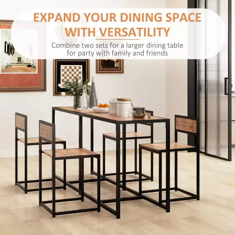Ensemble de salle à manger carré en bois de 3 pièces avec 1 table et 2 chaises et cadre en métal robuste pour petit espace