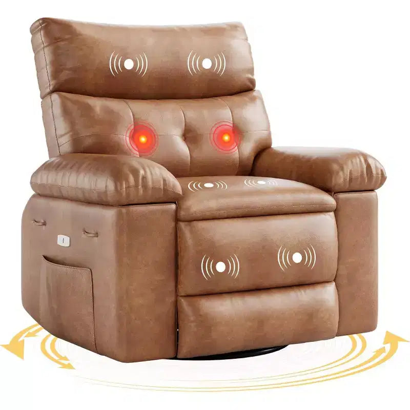 Fauteuil inclinable, Fauteuils inclinables pivotants à bascule, Fauteuil inclinable pivotant chauffant et massant pour salon, chambre à coucher