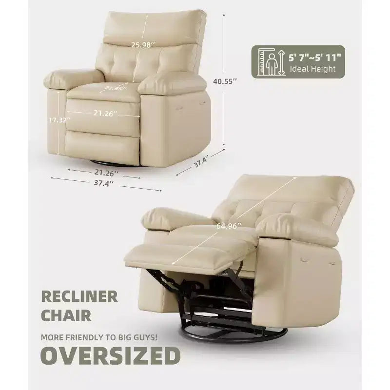 Fauteuil inclinable, Fauteuils inclinables pivotants à bascule, Fauteuil inclinable pivotant chauffant et massant pour salon, chambre à coucher