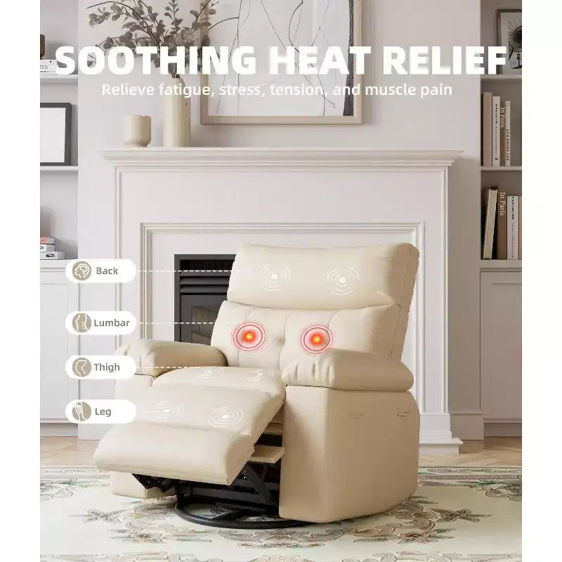 Fauteuil inclinable, Fauteuils inclinables pivotants à bascule, Fauteuil inclinable pivotant chauffant et massant pour salon, chambre à coucher