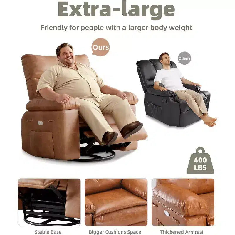 Fauteuil inclinable, Fauteuils inclinables pivotants à bascule, Fauteuil inclinable pivotant chauffant et massant pour salon, chambre à coucher