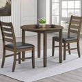 GDFStudio Xelina Rustic Rubberwood 3 Piece Dining Set with Drop Leaf Table and Padded Chairs