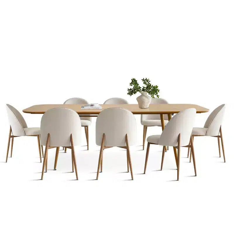 Ensemble de salle à manger extensible 9 pièces, table extensible 94,5 po aspect bois et 8 chaises confortables à dossier incurvé pour cuisine ou salle à manger - Panipeachy