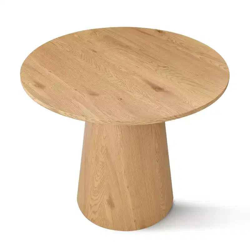 Ensemble de table de bistrot moderne en placage de chêne, table piédestal ronde 35 et 2 chaises de salle à manger à dossier incurvé pour les espaces de salle à manger d'appartement-Panipeachy