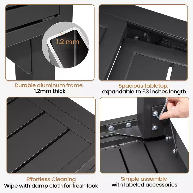 Crestlive Products - Ensemble de salle à manger d'extérieur extensible avec cadre en aluminium et fauteuils de salle à manger pliants réglables pour 8 à 10 personnes