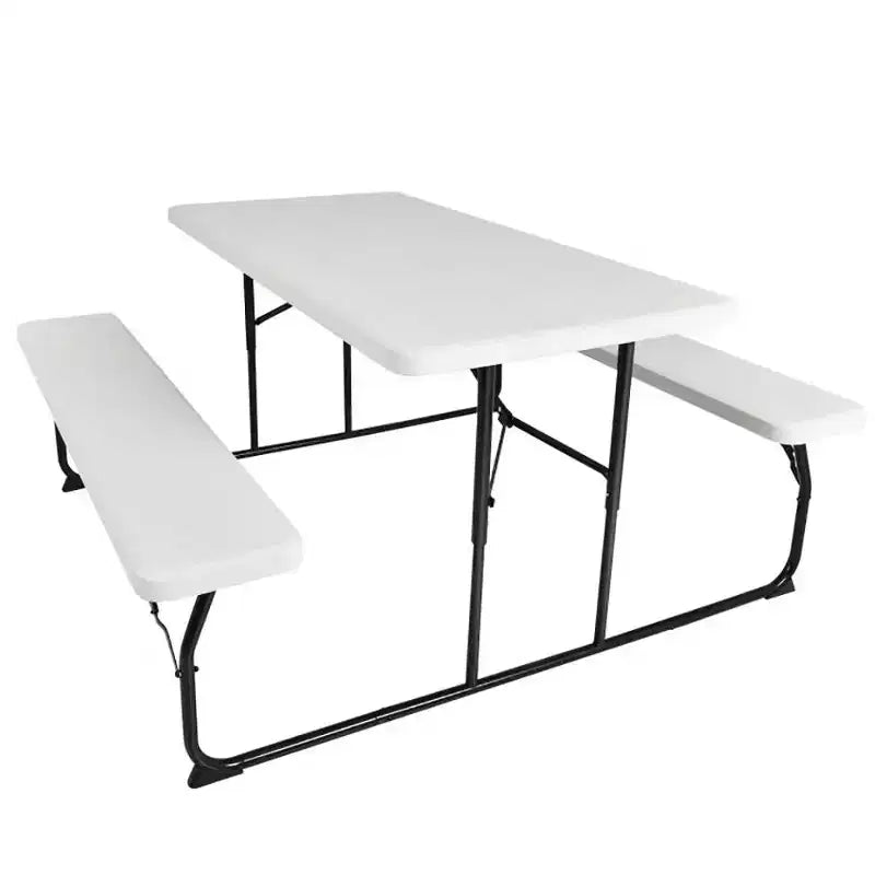 Ensemble table de pique-nique pliante banc intérieur et extérieur avec texture aspect bois