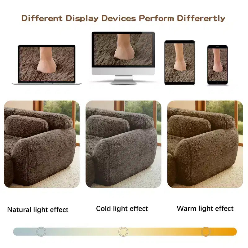 Canapé en peluche douce désossé de 149 pouces, éponge HD 32D, conception ergonomique, emballage sous vide, combinaison libre, connexion par boucle pour chambre/bureau/home cinéma