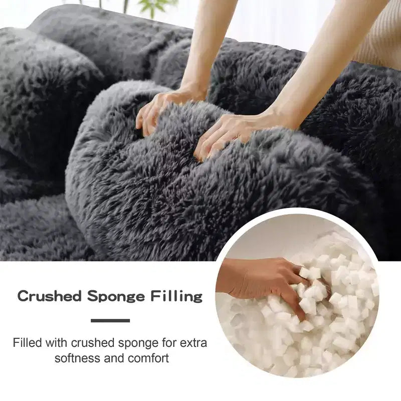 Canapé en peluche douce désossé de 149 pouces, éponge HD 32D, conception ergonomique, emballage sous vide, combinaison libre, connexion par boucle pour chambre/bureau/home cinéma