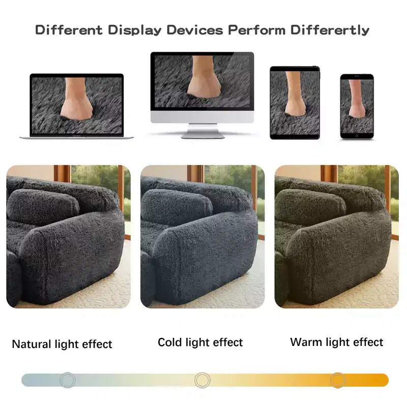 Canapé en peluche douce désossé de 149 pouces, éponge HD 32D, conception ergonomique, emballage sous vide, combinaison libre, connexion par boucle pour chambre/bureau/home cinéma