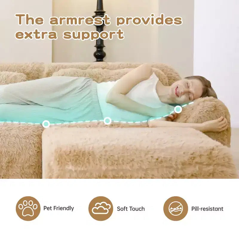 Canapé en peluche douce désossé de 149 pouces, éponge HD 32D, conception ergonomique, emballage sous vide, combinaison libre, connexion par boucle pour chambre/bureau/home cinéma