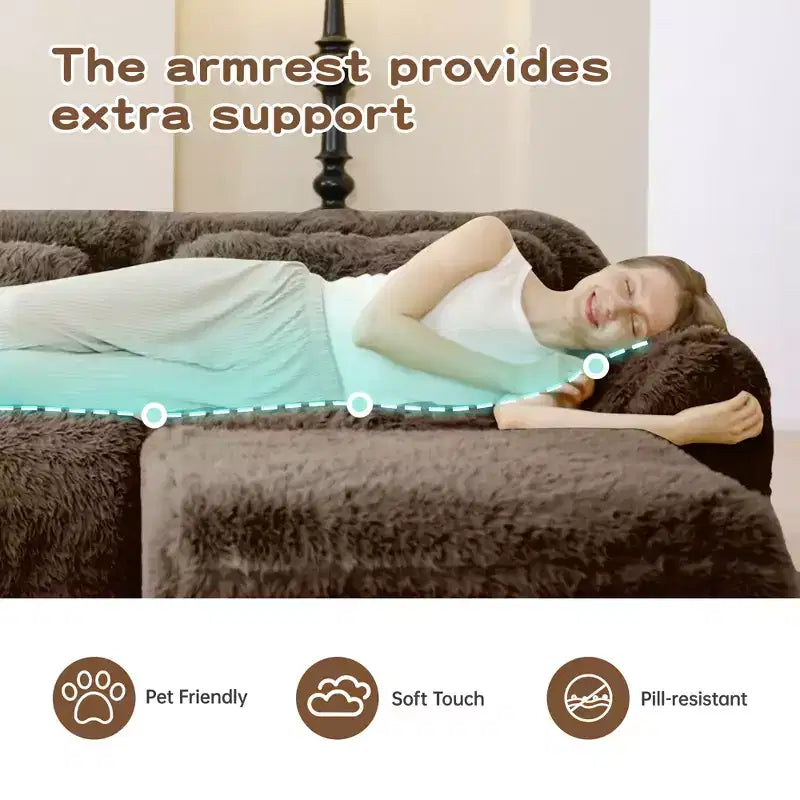 Canapé en peluche douce désossé de 149 pouces, éponge HD 32D, conception ergonomique, emballage sous vide, combinaison libre, connexion par boucle pour chambre/bureau/home cinéma